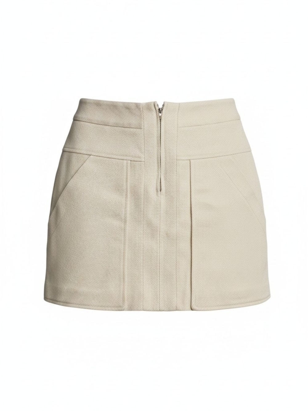 Ann Taylor Cream Mini Skirt with Front Zip Detail